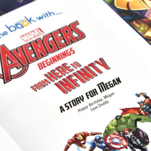 Load image into Gallery viewer, Avengers Beginnings from Here to Infinity Personalised Marvel Story Book