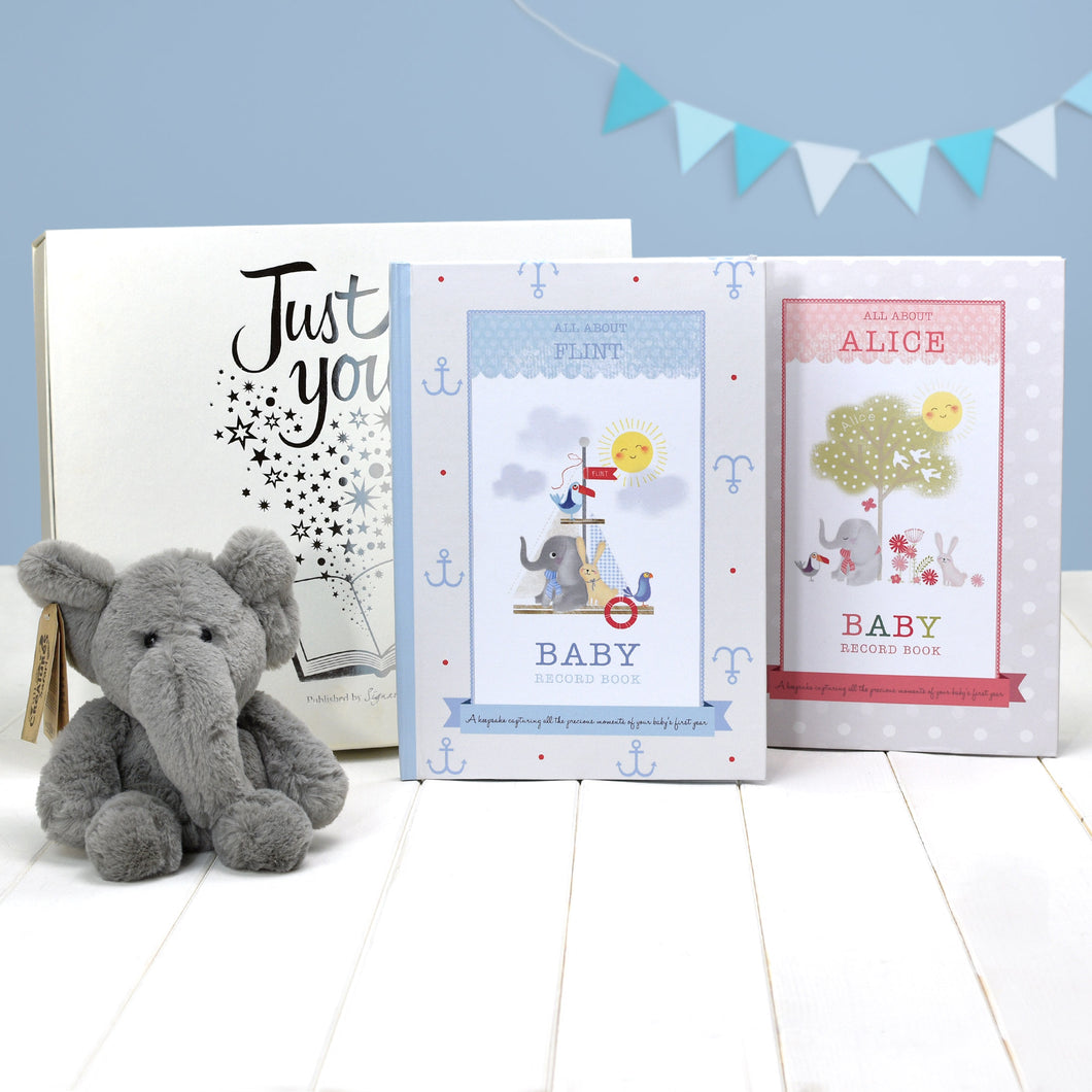 Baby Record Book with Plush Elephant