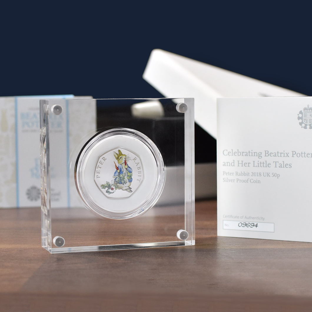 Silver Proof Peter Rabbit 50p in a deluxe personalised gift box
