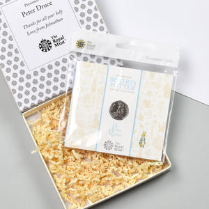 Uncirculated Peter Rabbit 50p in a personalised gift box